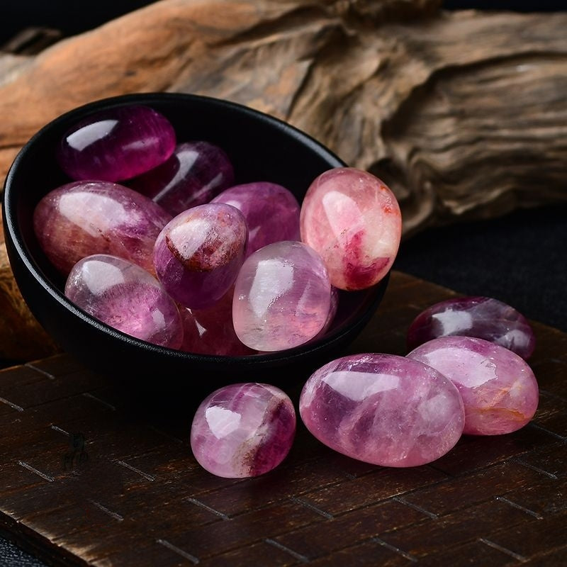 Natural Polished Grain Purple Fluorite Rounded Tumbled Stone -Eternal Brazilian Gemstone Collection