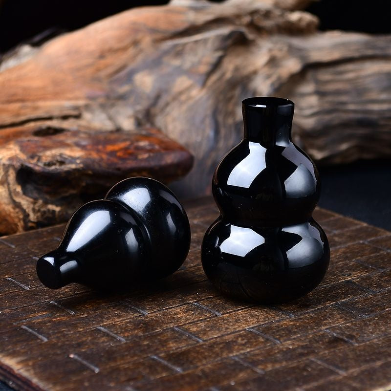 Natural Obsidian Gourd Home Decoration-Eternal Brazilian Gemstone Collection