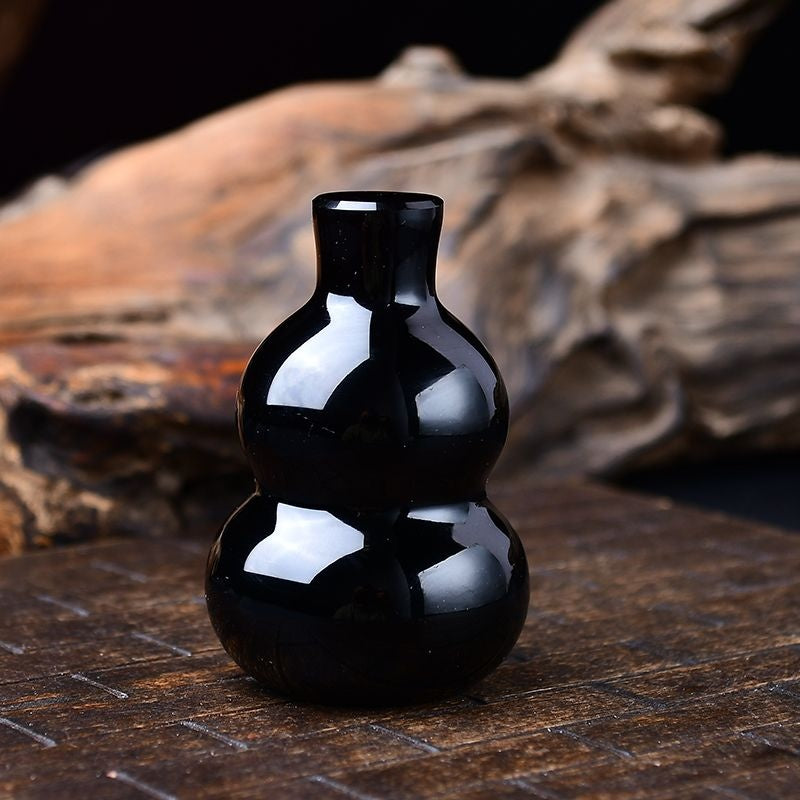 Natural Obsidian Gourd Home Decoration-Eternal Brazilian Gemstone Collection