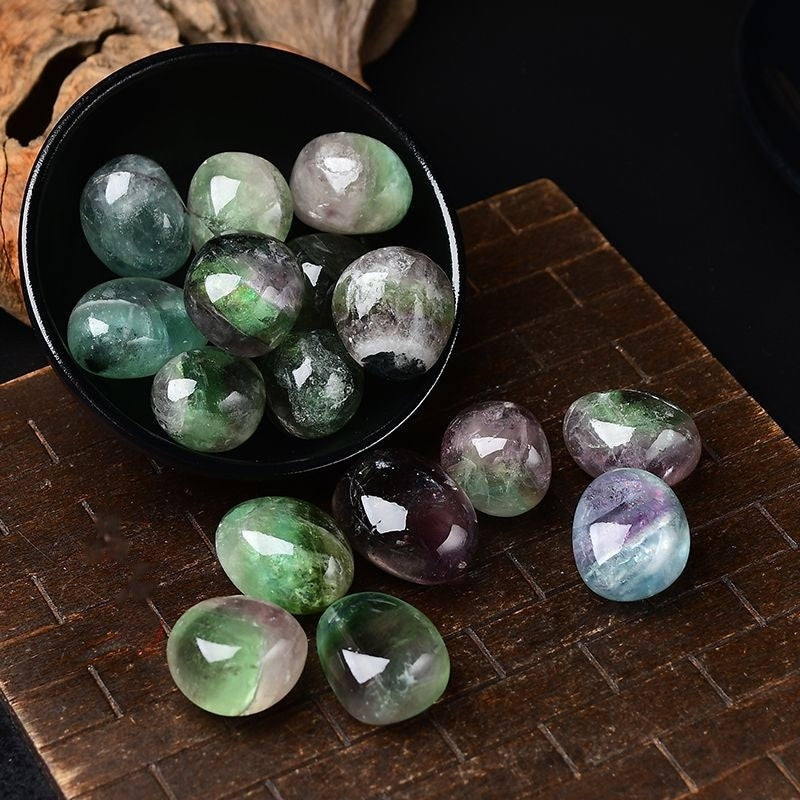 Natural Polished Grain Fluorite Rounded Tumbled Stone -Eternal Brazilian Gemstone Collection