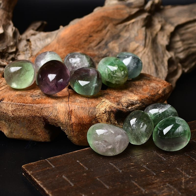 Natural Polished Grain Fluorite Rounded Tumbled Stone -Eternal Brazilian Gemstone Collection
