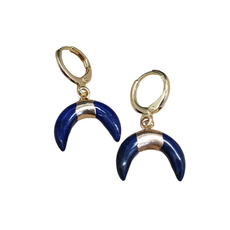 Natural Bluestone Moon Earrings- Exquisite Jewelry, Healing the Soul