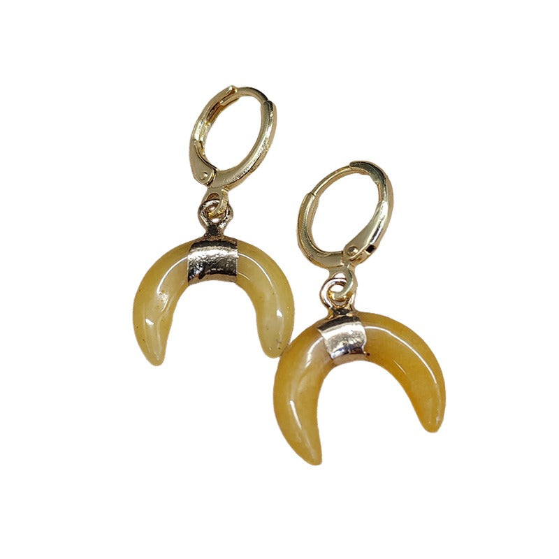 Natural Citrine Moon Earrings- Exquisite Jewelry, Healing the Soul
