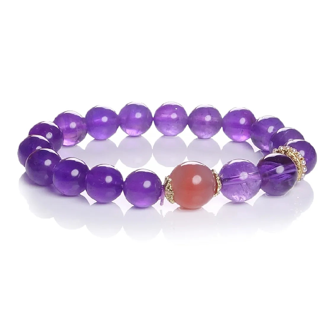 Natural Amethyst with Strawberry Crystal Bracelet- Exquisite Jewelry, Healing the Soul