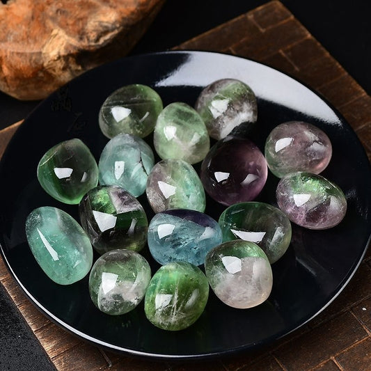 Natural Polished Grain Fluorite Rounded Tumbled Stone -Eternal Brazilian Gemstone Collection