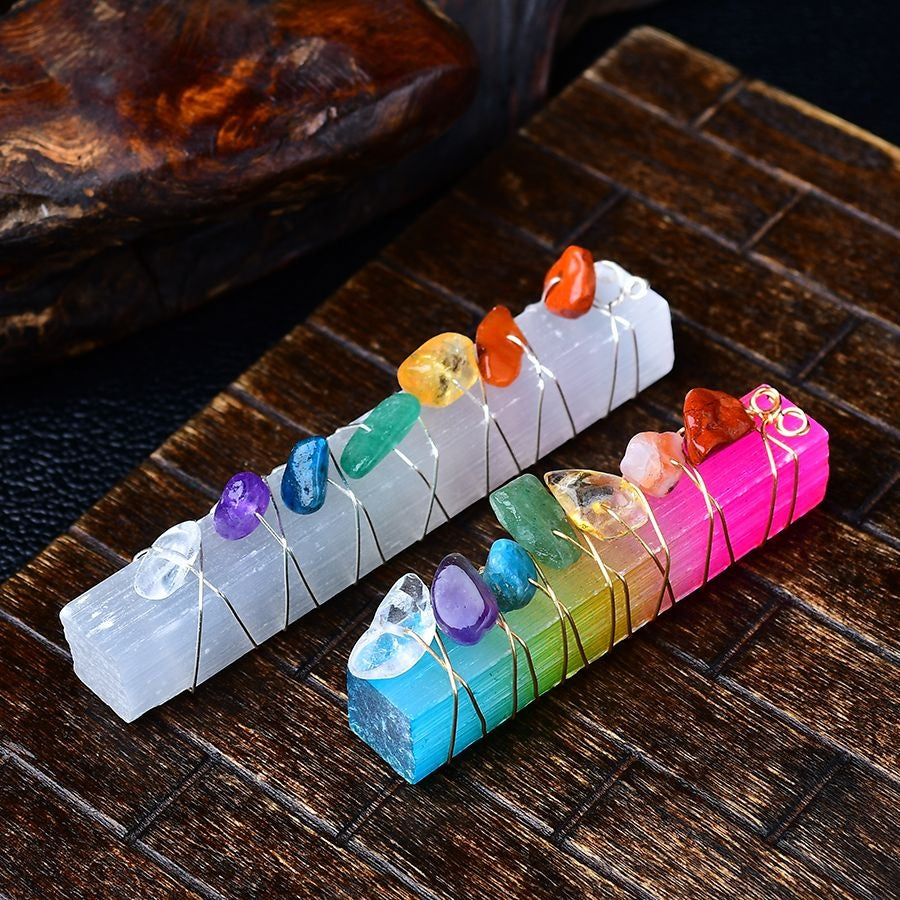 Natural Moroccan Plaster Stick Colorful Crushed Stone Hand Wound Wire-Eternal Brazilian Gemstone Collection