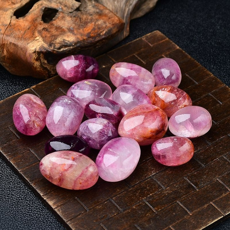 Natural Polished Grain Purple Fluorite Rounded Tumbled Stone -Eternal Brazilian Gemstone Collection