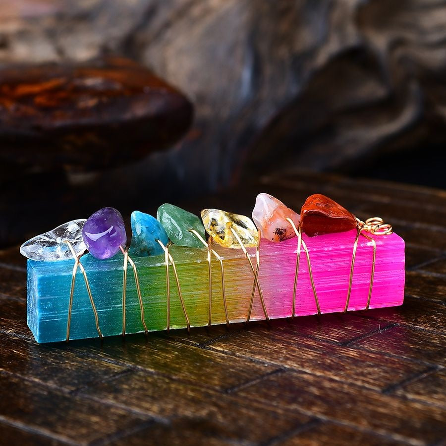 Natural Moroccan Plaster Stick Colorful Crushed Stone Hand Wound Wire-Eternal Brazilian Gemstone Collection