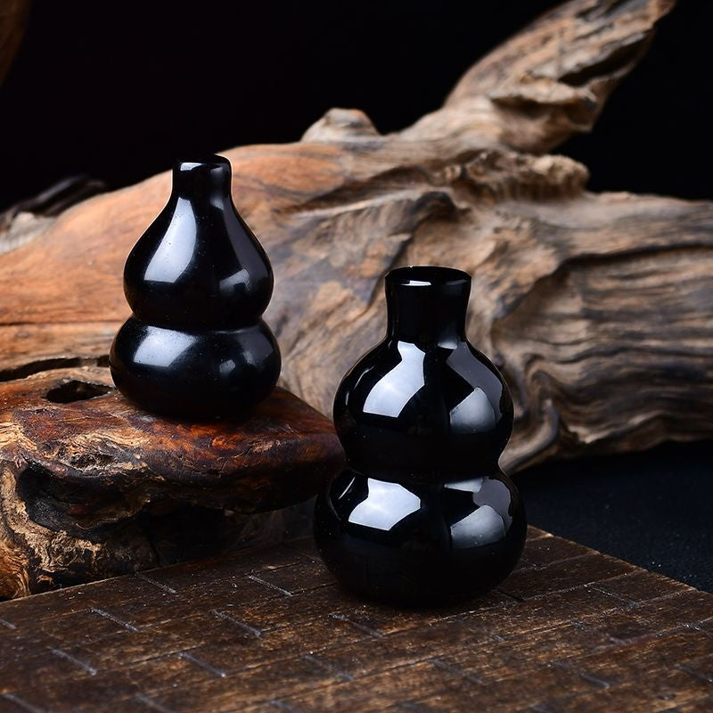Natural Obsidian Gourd Home Decoration-Eternal Brazilian Gemstone Collection