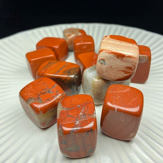 Natural Polished Large Grain Red Jasper Tumbled Stone Cube -Eternal Brazilian Gemstone Collection