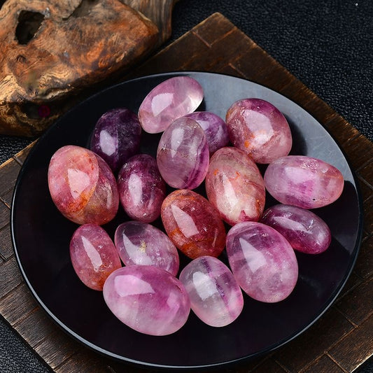 Natural Polished Grain Purple Fluorite Rounded Tumbled Stone -Eternal Brazilian Gemstone Collection