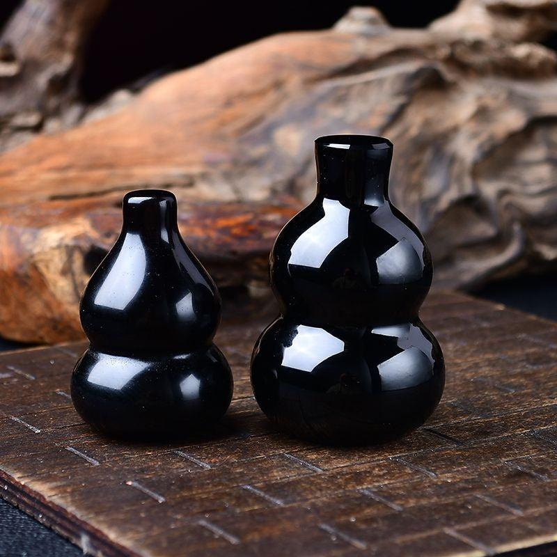 Natural Obsidian Gourd Home Decoration-Eternal Brazilian Gemstone Collection