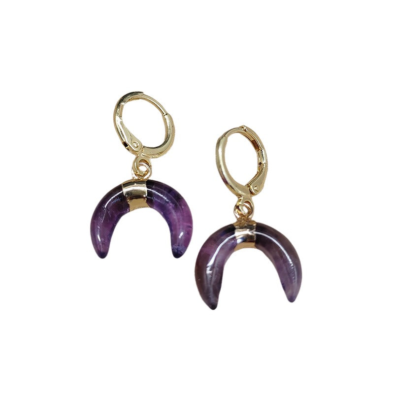 Natural Amethyst Moon Earrings- Exquisite Jewelry, Healing the Soul