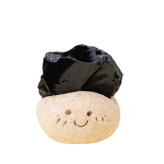 Natural Black Obsidian Smile Dwarf Ornament-Eternal Brazilian Gemstone Collection