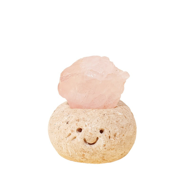 Natural Rose Quartz Smile Dwarf Ornament -Eternal Brazilian Gemstone Collection