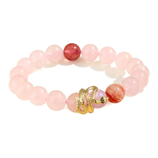 Natural Rose Quartz Fortune Snake Bracelet - Exquisite Jewelry, Healing the Soul