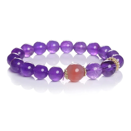 Natural Amethyst with Strawberry Crystal Bracelet- Exquisite Jewelry, Healing the Soul