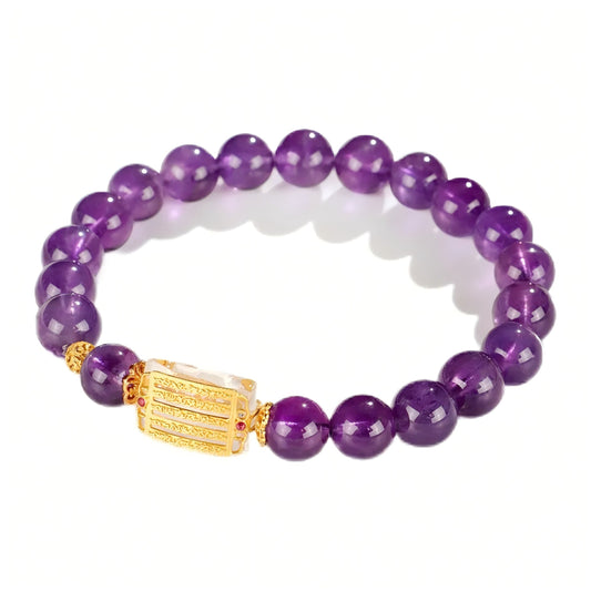 Natural Amethyst with Strawberry Crystal Bracelet- Exquisite Jewelry, Healing the Soul